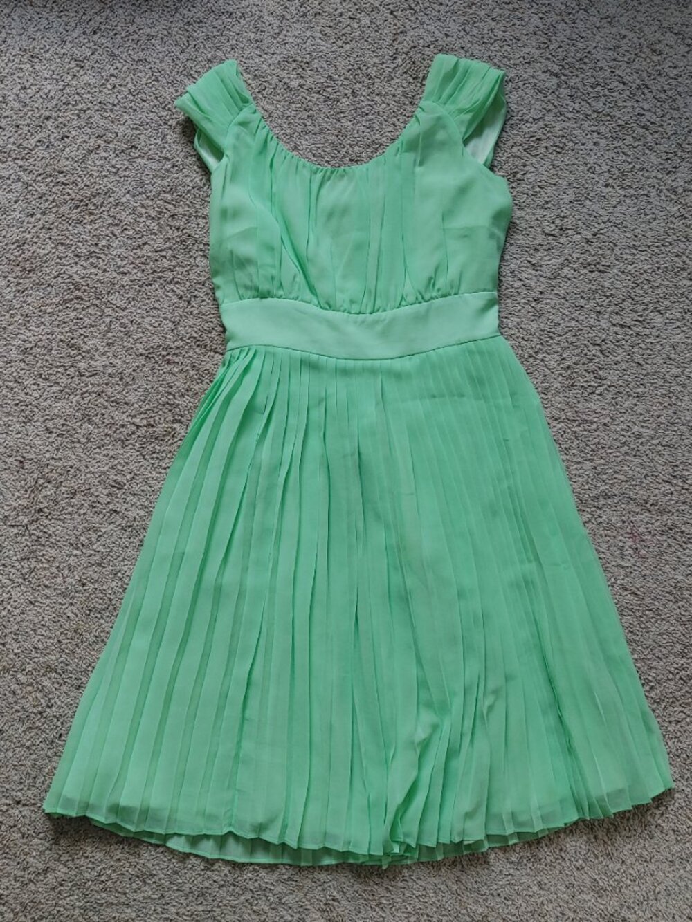 Bright Green Pleated Dress - Medium